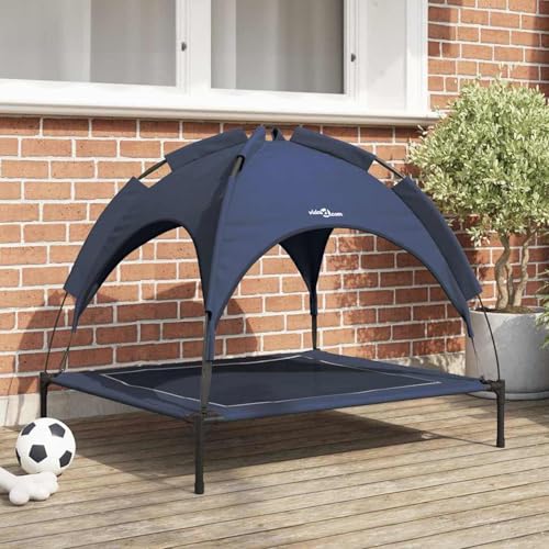 Gecheer erhöhtes Hundebett mit abnehmbarem Dach Marineblau L Stahl, Kühlendes ErhöHtes Hunde Bett für Camping Garten Strand Pool42008199 von Gecheer