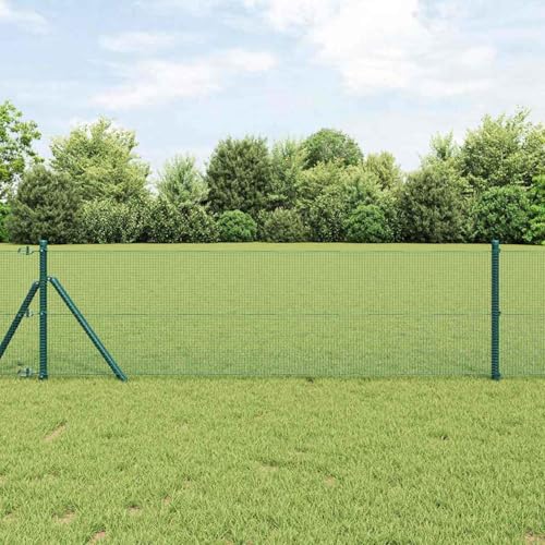 Geschweißter Drahtzaun Grün 0.4x25 m Stahl, Zaunstangen Maschendrahtzaun Drahtzäune Gartenzaun für Hof Hühnerstall Weidezaun42005053 von Gecheer