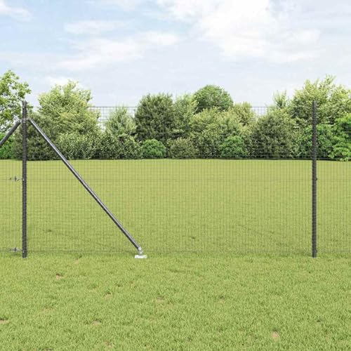 Geschweißter Drahtzaun mit 13 Spike-Posts Grau 1x50 m Stahl, Zaunpfosten Gartenzaunpfähle Drahtzäune für temporäre Zäune Gemüsebeete Hühnergehege Weidegrundstück3352236 von Gecheer