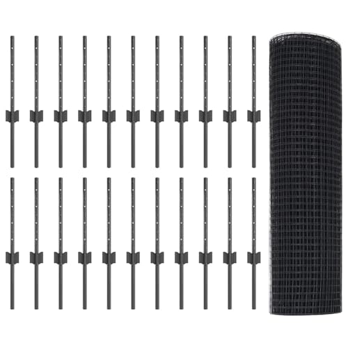 Geschweißter Drahtzaun mit 22 U-Posten Grau 0,4x50 m Stahl, Gartenzaunpfähle Drahtzäune für Zäune Gemüsebeete Hühnergehege Weidegrundstück3336616 von Gecheer