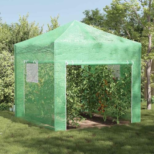Gewächshaus mit Dach Grün 290 x 290 x 315 cm Stahl, Gewächshaus Treibhaus Tomatenhaus Frühbeet Pflanzenhaus für Gurken von Gecheer