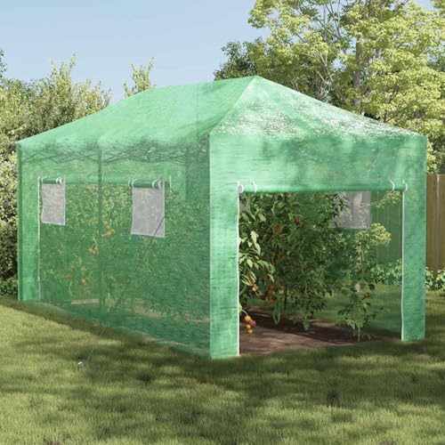 Gewächshaus mit Dach Grün 290 x 580 x 315 cm Stahl, Gewächshaus Treibhaus Tomatenhaus Frühbeet Pflanzenhaus für Gurken von Gecheer
