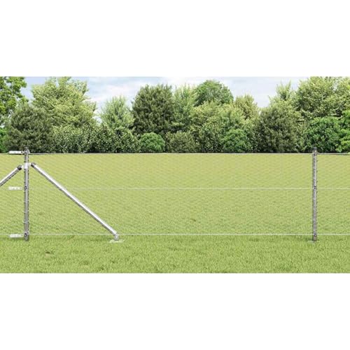 Hexagon Zaun 0.6x100 m, Zaunpfosten mit Spike 13 Stück Ø32 mm 80 cm Verzinkter Stahl, Stabile Stahlpfähle für Gartenzäune Landwirtschaft Weidenetze Hühnerdraht3353441 von Gecheer
