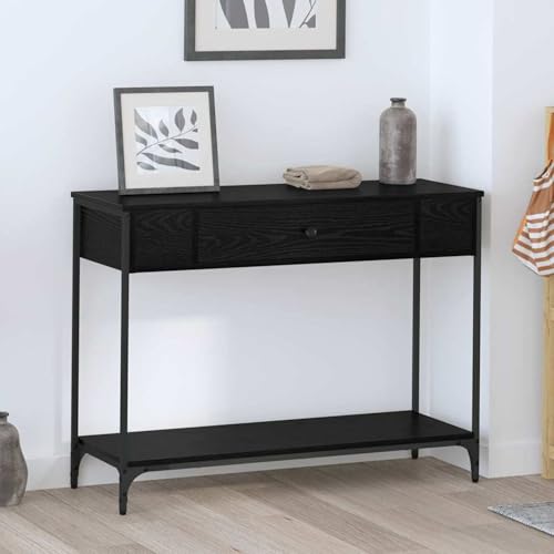 Konsolentisch Schwarze Eiche 100 x 34.5 x 75 cm Holzwerkstoff Moderne Eingangstisch Beistelltisch für Flur Schlafzimmer oder als Ankleidekommode von Gecheer