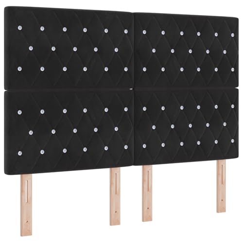 Kopfteil Kristallknopf Gepolstert Schwarz 160 cm Velours Bettkopfteil für Schlafzimmer Hotel Erwachsene Kinder Jugendliche Doppelbett Kopfteil Kristallknopf Gepolstert Schwarz 160 cm Velours Bettkopfteil für Schlafzimmer Hotel Erwachsene Kinder Jugendliche Doppelbett von Gecheer
