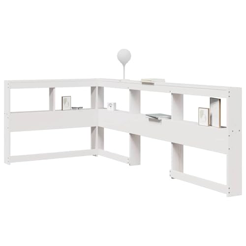 Kopfteil mit Bücherregal L-Form Weiß 75 cm Massivholz Kiefer Bettkopfteil für Schlafzimmer Hotel Erwachsene Kinder Jugendliche Doppelbett Kopfteil mit Bücherregal L-Form Weiß 75 cm Massivholz Kiefer Bettkopfteil für Schlafzimmer Hotel Erwachsene Kinder Jugendliche Doppelbett von Gecheer