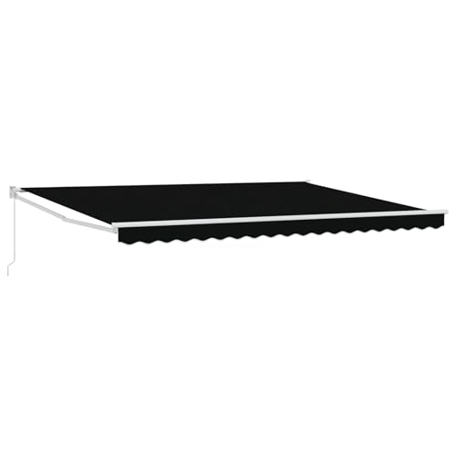Manuelle Einziehbare Markise Schwarz 450x300 cm Markise Balkon Terrassenüberdachung für Terrasse Garten Café von Gecheer
