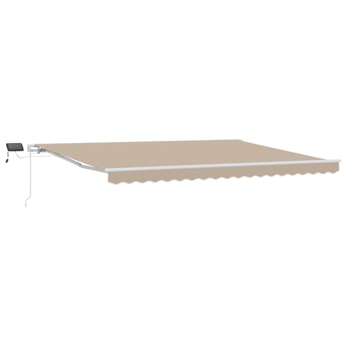 Manuelle Einziehbare Markise mit LED Beige 450x300 cm Markise Balkon Terrassenüberdachung für Terrasse Garten Café von Gecheer