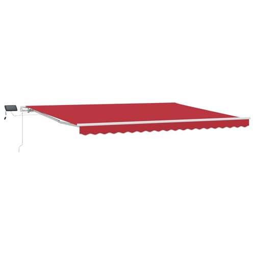 Manuelle Einziehbare Markise mit LED Rot 450x300 cm Markise Balkon Terrassenüberdachung für Terrasse Garten Café von Gecheer