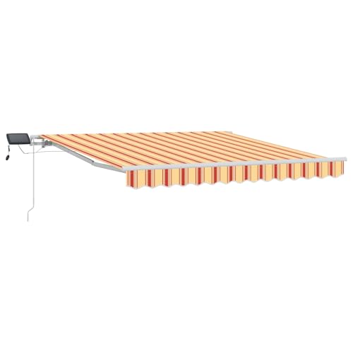 Manuelle Einziehbare Markise mit LED in Gelb und Orange 350x250 cm Markise Balkon Terrassenüberdachung für Terrasse Garten Café von Gecheer