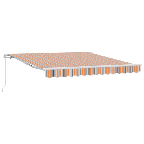 Manuelle Einziehbare Markise mit bunten Streifen 350x250 cm, Markise Balkon Wasserdicht Terrassenüberdachung für Wohnmobil Terrasse Garten Café3330285 von Gecheer
