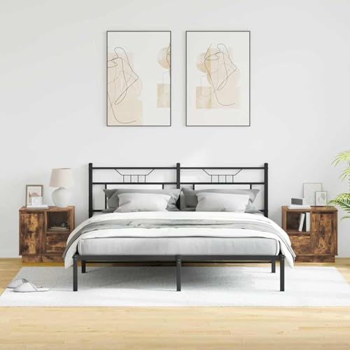 Nachttische mit LED-Lichtern 2 STK. Geräucherte Eiche 50x34,5x50 cm, Schlichte Nachtkommode für Wohnzimmer Schlafzimmer Studentenbude869587 von Gecheer