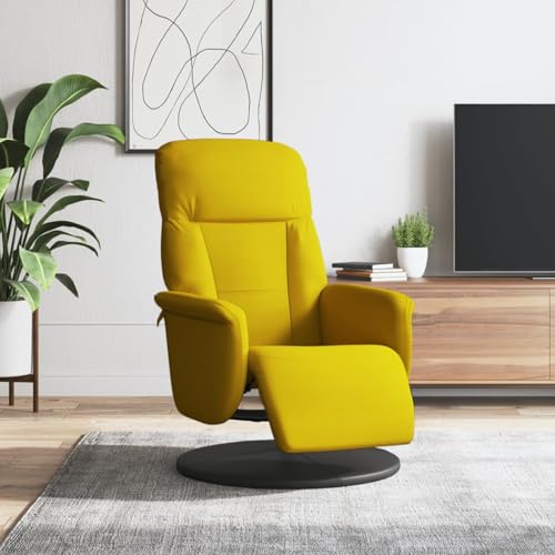 Relaxsessel mit Fußteil Gelb Samt Sessel Wohnzimmer Fernsehsessel Liegesessel für Entspannung Homeoffice Leseecke von Gecheer