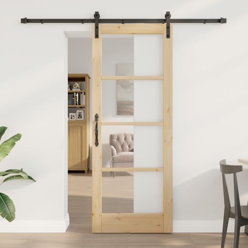 Schiebetür mit Hardware-Set, Innentür mit Glas 78x202x4 cm Massivholz Kiefer, Schiebetürsystem Schiebetürbeschlag für Moderne Raumteiler in Wohnzimmer Büro Loft-Wohnungen3331851 Schiebetür mit Hardware-Set, Innentür mit Glas 78x202x4 cm Massivholz Kiefer, Schiebetürsystem Schiebetürbeschlag für Moderne Raumteiler in Wohnzimmer Büro Loft-Wohnungen3331851 von Gecheer