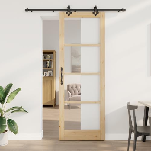 Schiebetür mit Hardware Set, Innentür mit Glas 83x232x4 cm aus massivem Kiefernholz, Schiebetürsystem Schiebetürbeschlag für Moderne Raumteiler in Wohnzimmer Büro Loft-Wohnungen3332169 Schiebetür mit Hardware Set, Innentür mit Glas 83x232x4 cm aus massivem Kiefernholz, Schiebetürsystem Schiebetürbeschlag für Moderne Raumteiler in Wohnzimmer Büro Loft-Wohnungen3332169 von Gecheer
