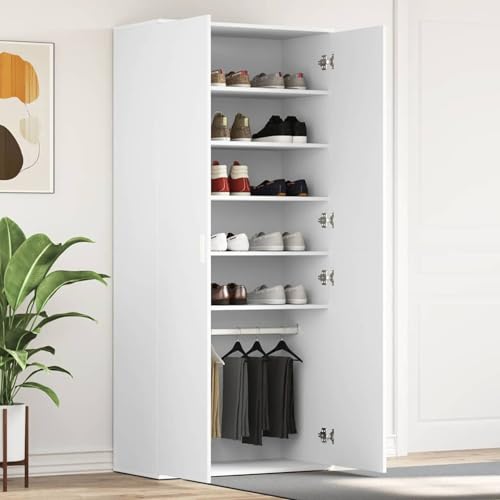 Schuhschrank 80x39x180 cm Holzwerkstoff, Garderobe Schuhregal für Flur Eingangsbereich Schlafzimmer3333866 von Gecheer