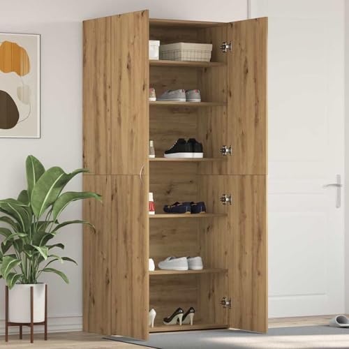 Schuhschrank Artisan Eiche 80x35,5x180 cm Holzwerkstoff, Garderobe Schuhregal für Flur Eingangsbereich Schlafzimmer3333844 von Gecheer