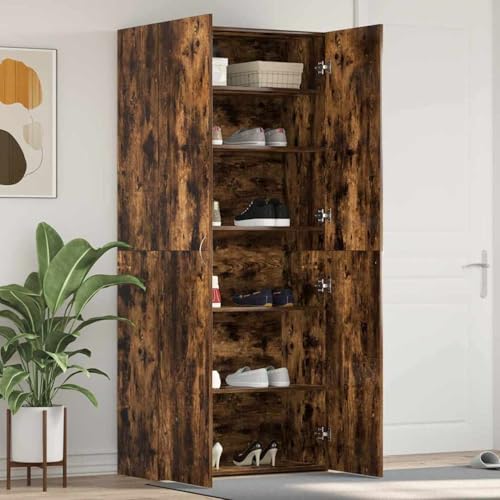 Schuhschrank Raucheiche 80x35,5x180 cm Holzwerkstoff, Garderobe Schuhregal für Flur Eingangsbereich Schlafzimmer3333840 von Gecheer