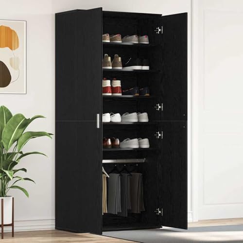 Schuhschrank Schwarze Eiche 80x39x180 cm Holzwerkstoff, Garderobe Schuhregal für Flur Eingangsbereich Schlafzimmer3333875 Schuhschrank Schwarze Eiche 80x39x180 cm Holzwerkstoff, Garderobe Schuhregal für Flur Eingangsbereich Schlafzimmer3333875 von Gecheer