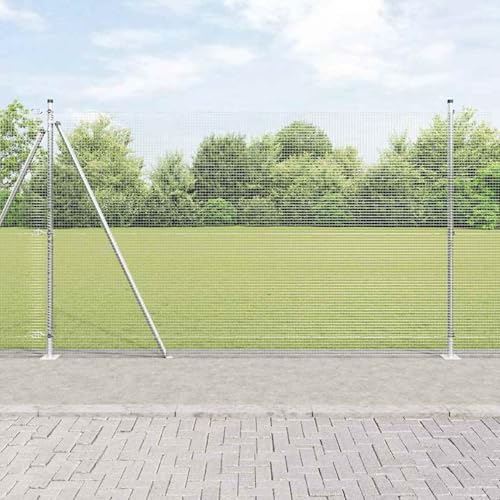 Schweißdrahtzaun mit 13 Flanschpfosten 1,6x25 m Verzinkter Stahl, Zaunpfosten Gartenzaunpfähle Drahtzäune für temporäre Zäune Gemüsebeete Hühnergehege Weidegrundstück3352333 von Gecheer