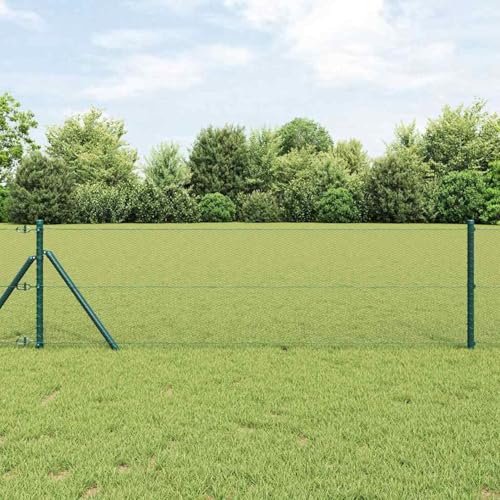 Sechseckzaun Grün 0.8x50 m Stahl, Zaunpfosten 13 Stk. Grün Ø32 mm 120 cm Verzinkter Stahl, Gartenzaunpfähle Drahtzäune für Zäune Gemüsebeete Hühnergehege Weidegrundstück3352704 von Gecheer