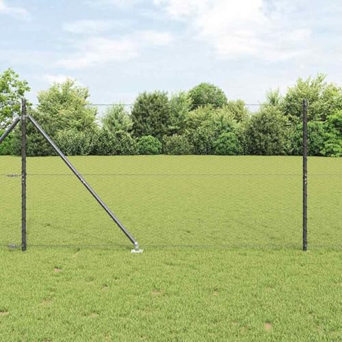 Sechskantzaun Grau 1.2x100 m, Zaunpfosten mit Spitze 13 Stück Ø32 mm 140 cm Verzinkter Stahl, Zaunstangen Metallpfähle für Drahtzäune Gartenzaun Hof Weidezaun Außenbereich3353312 von Gecheer
