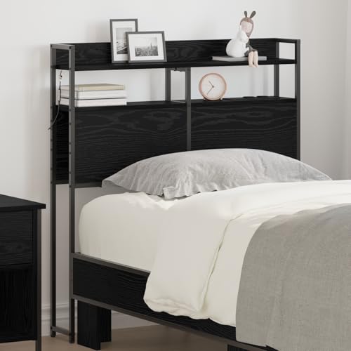 Stauraum-Kopfteil Schwarz Eiche 90 cm Holzwerkstoff Bettkopfteil für Schlafzimmer Hotel Erwachsene Kinder Jugendliche Doppelbett von Gecheer