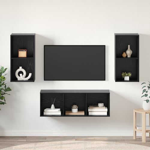 TV-Schrank Set mit Regal 3 pcs Schwarze Eiche 37 x 37 x 107 cm, Moderne Wohnzimmer Schrankwand für Wohnzimmer Büro Loft-Wohnungen TV-Schrank Set mit Regal 3 pcs Schwarze Eiche 37 x 37 x 107 cm, Moderne Wohnzimmer Schrankwand für Wohnzimmer Büro Loft-Wohnungen von Gecheer