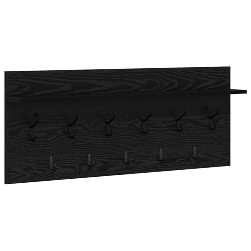 Wandmontierter Kleiderständer Schwarze Eiche 100 x 40 x 12 cm Wandmontiertes Hängeregal für Flur Wohnzimmer Schlafzimmer Badezimmer von Gecheer
