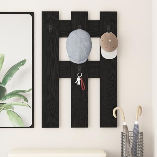 Wandmontierter Kleiderständer Schwarze Eiche 65 x 3 x 100 cm Wandmontiertes Hängeregal für Flur Wohnzimmer Schlafzimmer Badezimmer von Gecheer