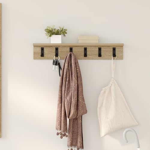 Wandmontierter Kleiderständer Sonoma Eiche 60 x 10.5 x 10.5 cm, Garderobenhaken Wandgarderobe für Flur Wohnzimmer Wohnungseingang Wandmontierter Kleiderständer Sonoma Eiche 60 x 10.5 x 10.5 cm, Garderobenhaken Wandgarderobe für Flur Wohnzimmer Wohnungseingang von Gecheer