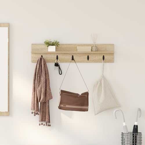Wandmontierter Kleiderständer Sonoma Eiche 80 x 10.5 x 18 cm, Garderobenhaken Wandgarderobe für Flur Wohnzimmer Wohnungseingang Wandmontierter Kleiderständer Sonoma Eiche 80 x 10.5 x 18 cm, Garderobenhaken Wandgarderobe für Flur Wohnzimmer Wohnungseingang von Gecheer