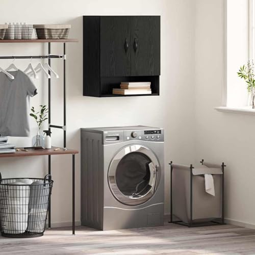 Wandschrank Schwarze Eiche 60 x 31 x 70 cm Holzwerkstoff, Küchenschrank Bücherregal Hängeschrank Mehrzweckschrank für Wohnzimmer Schlafzimmer von Gecheer