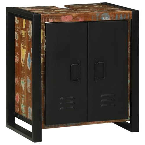 Waschbeckenunterschrank 55x35x60 cm Massivholz Recycelt Moderner Badezimmerschrank für Waschtische Kleine Bäder Gäste-WC von Gecheer