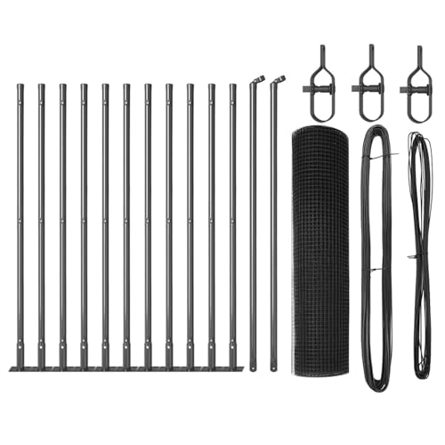 Zaunpfosten-Set 2er Set Grau Pulverbeschichteter Stahl 25 x 0.5 m, Zaunstangen Metallpfähle für Drahtzäune Gartenzaun Hof Weidezaun Außenbereich3352544 von Gecheer