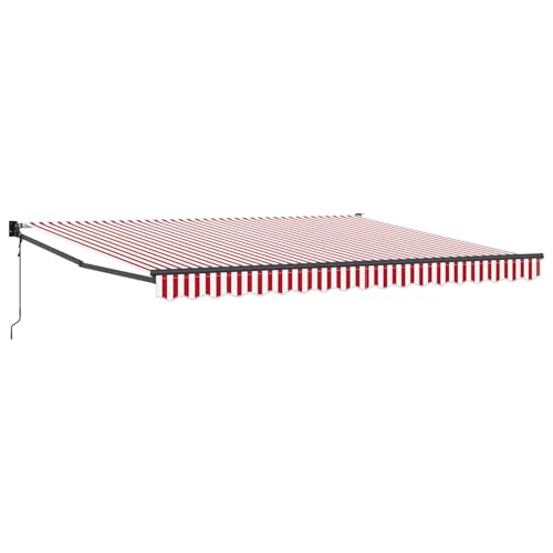 automatische einziehbare Markise rot-weiß gestreift 400x300 cm Markise Balkon Terrassenüberdachung für Terrasse Garten Café von Gecheer