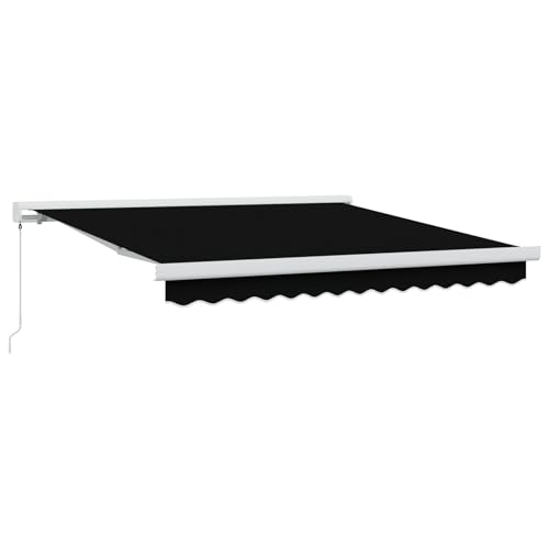 manuell einziehbare Markise Schwarz 300x250 cm, Markise Balkon Wasserdicht Terrassenüberdachung für Wohnmobil Terrasse Garten Café3330045 von Gecheer