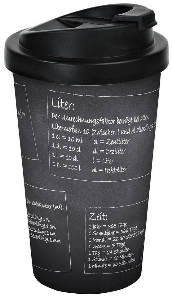 Geda Labels GmbH Coffee-to-go-Becher Mathe, PP, Schwarz, 400 ml, doppelwandig, auslaufsicher von Geda Labels GmbH