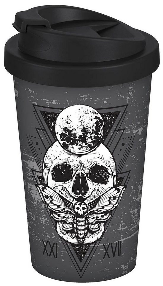 Geda Labels GmbH Coffee-to-go-Becher Skull mystic 400ml, PP, Grau, 400 ml, doppelwandig, auslaufsicher Geda Labels GmbH Coffee-to-go-Becher Skull mystic 400ml, PP, Grau, 400 ml, doppelwandig, auslaufsicher von Geda Labels GmbH