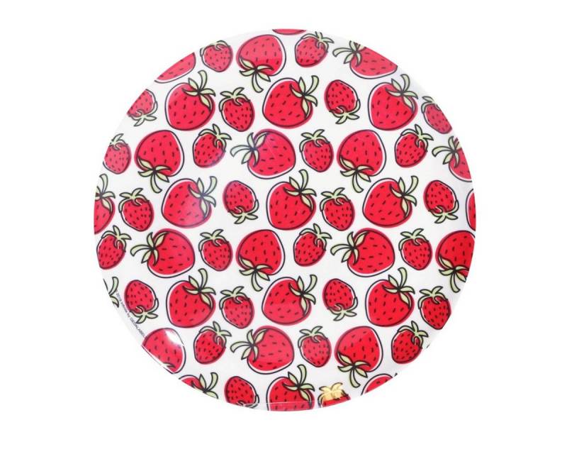 Geda Labels GmbH Frühstücksteller Erdbeeren, (1 St), Rot, 24,5cm, spülmaschinengeeignet von Geda Labels GmbH
