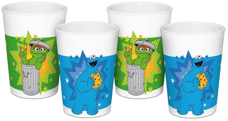 Geda Labels GmbH Kinderbecher Trinkbecher Sesamstraße 4er Set 330ml PP, PP von Geda Labels GmbH