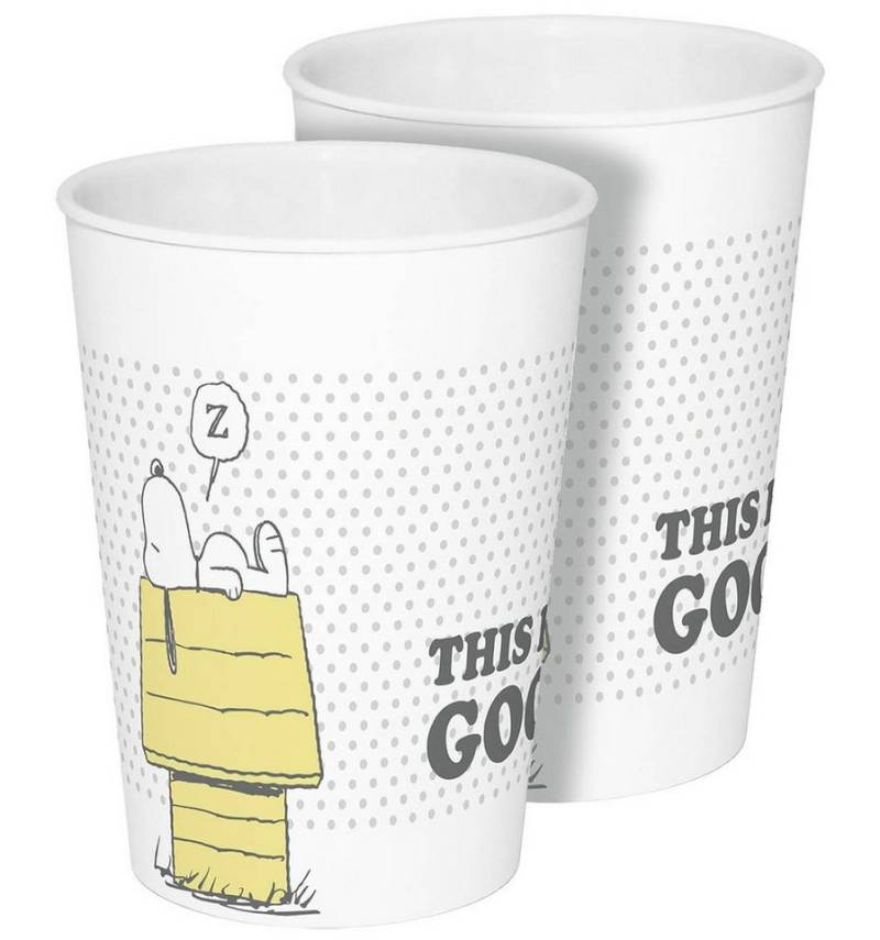 Geda Labels GmbH Kinderbecher Trinkbecher Snoopy Good Day 2er Set 330ml PP, PP von Geda Labels GmbH