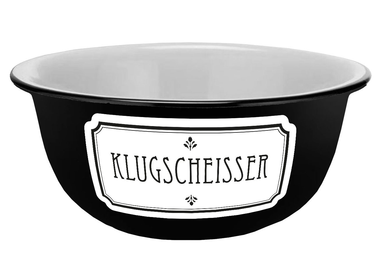 Geda Labels GmbH Müslischale Klugscheisser Emaille-Optik, Keramik, Schwarz, 600 ml, spülmaschinengeeignet von Geda Labels GmbH