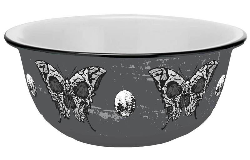 Geda Labels GmbH Müslischale Skull mystic Emaille-Optik, Keramik, (1-tlg), Grau, 400 ml, spülmaschinengeeignet von Geda Labels GmbH
