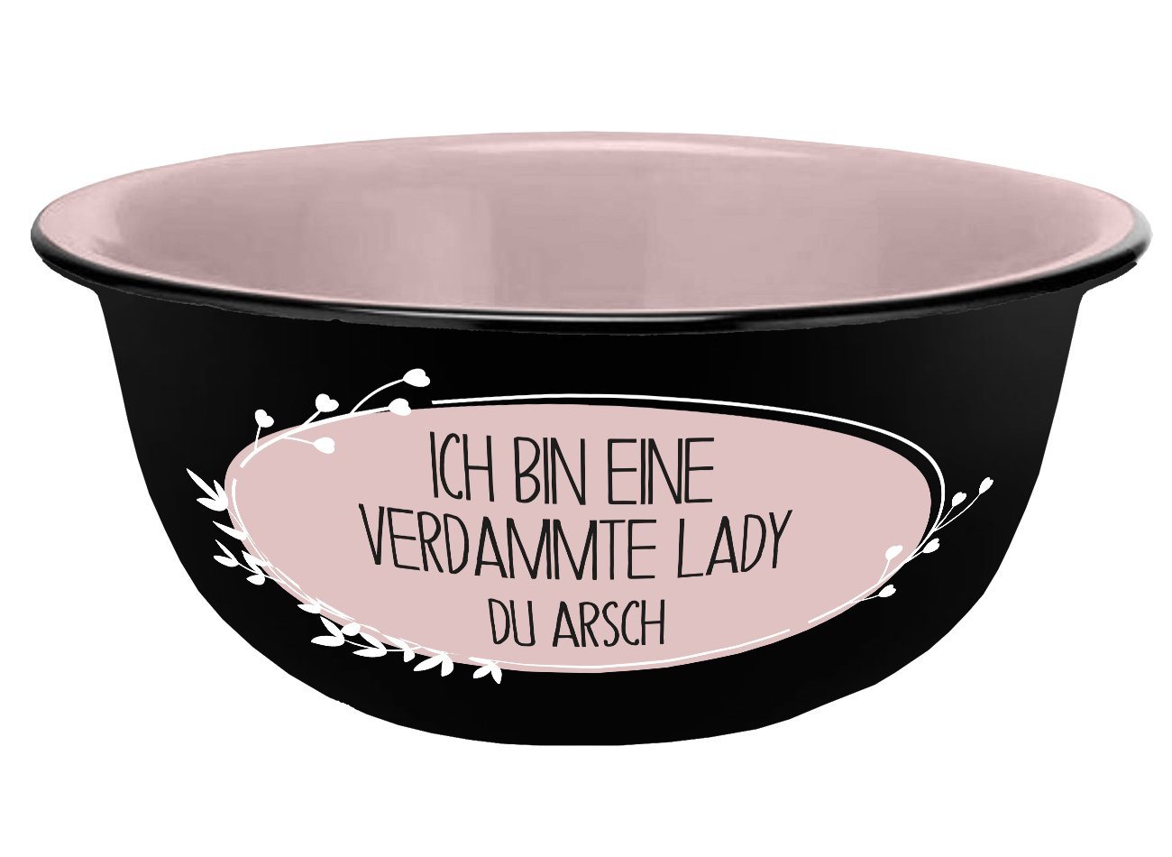 Geda Labels GmbH Müslischale Verdammte Lady Emaille-Optik, Keramik, Schwarz, 600 ml, spülmaschinengeeignet von Geda Labels GmbH