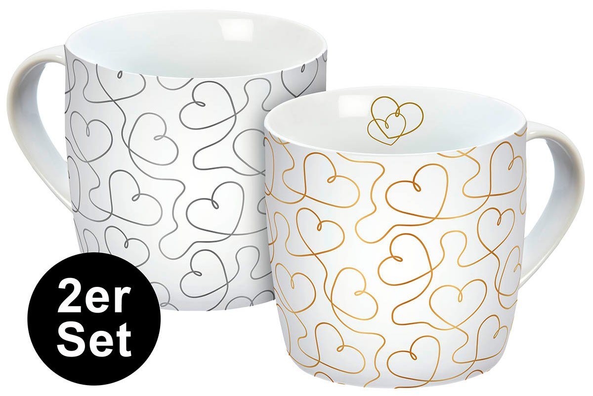 Geda Labels GmbH Tasse Flying Hearts 2er Set, Porzellan, gold & silber, 250 ml, spülmaschinengeeignet Geda Labels GmbH Tasse Flying Hearts 2er Set, Porzellan, gold & silber, 250 ml, spülmaschinengeeignet von Geda Labels GmbH
