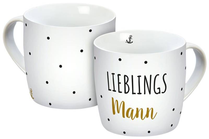 Geda Labels GmbH Tasse Lieblingsmann Punkte, Porzellan, Weiß, 300 ml, spülmaschinengeeignet von Geda Labels GmbH