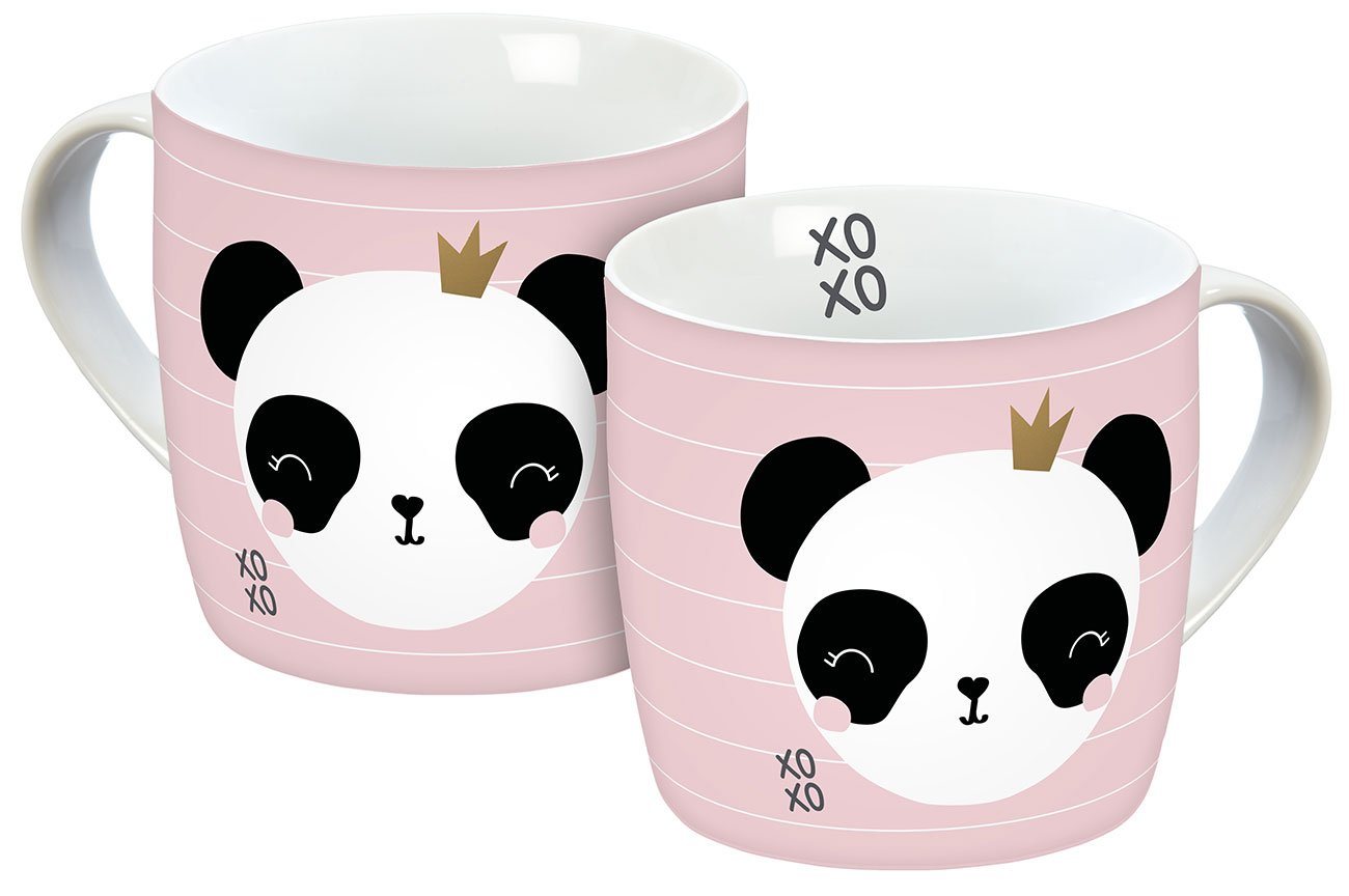 Geda Labels GmbH Tasse Panda XOXO, Porzellan, Rosa, 300 ml, spülmaschinengeeignet von Geda Labels GmbH