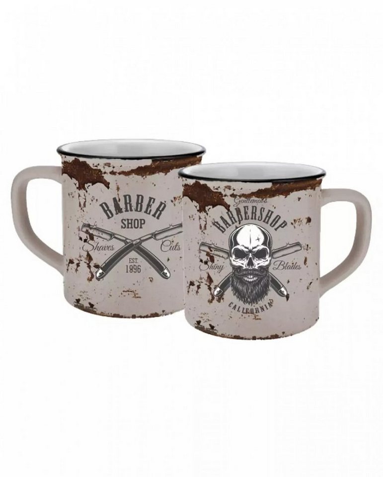 Geda Labels GmbH Tasse Braune Barber Skull Totenkopf Lieblingstasse, 100 % Keramik von Geda Labels GmbH