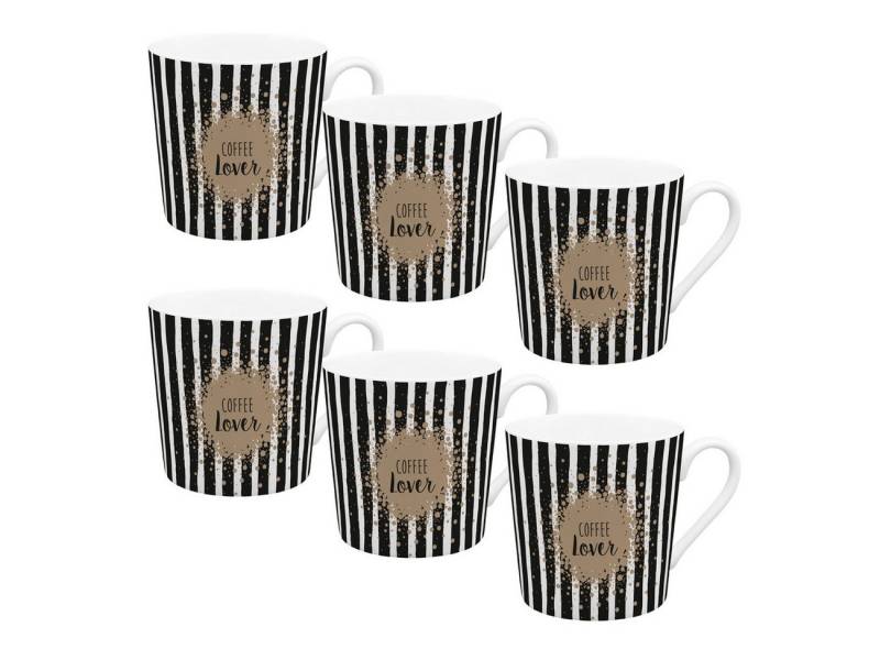 Geda Labels GmbH Tasse VE6 Home Time Coffee Lover, Porzellan, Weiß, 350ml, stapelbar Geda Labels GmbH Tasse VE6 Home Time Coffee Lover, Porzellan, Weiß, 350ml, stapelbar von Geda Labels GmbH